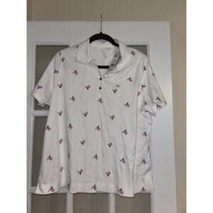 NWT Kim Rogers Patrotic Perfectly Soft American Flag Polo PXXL white short slv